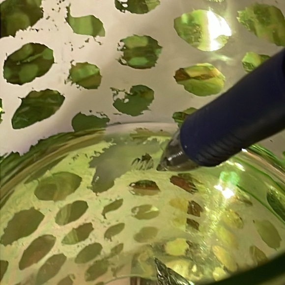 Mercury Glass Candle Holder Designed with Green Circles - Picture 6 of 6